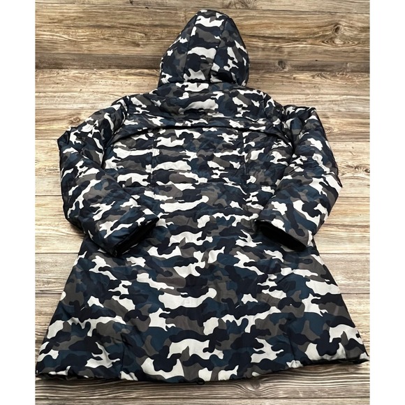 Valuker Womens Jacket Multicolor XXL Camouflage Hoodie Down Full Zip Long - Picture 2 of 13